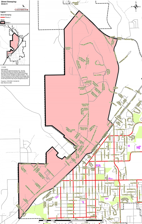 City Of Cranbrook Map City Of Cranbrook - Street Sweeping Operations Map